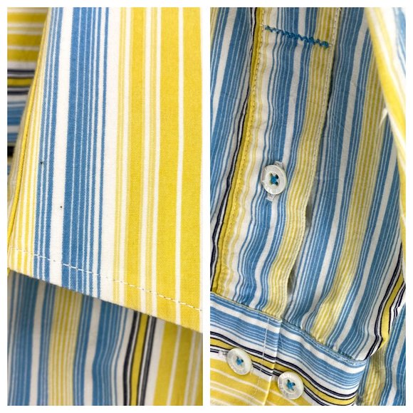 INDIGO PALMS Yellow Multi-Stripe Embroidered Button Up Long Sleeve Shirt Size XL - Picture 16 of 16